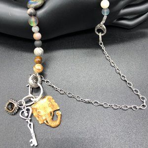 Necklace - Black/White Diamond Lobster, Tigers Eye, Labradorite, Agate, Druzy